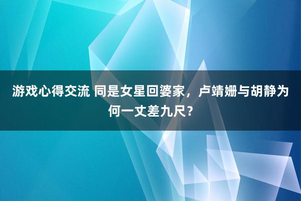 游戏心得交流 同是女星回婆家，卢靖姗与胡静为何一丈差九尺？