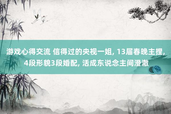 游戏心得交流 信得过的央视一姐, 13届春晚主捏, 4段形貌3段婚配, 活成东说念主间澄澈